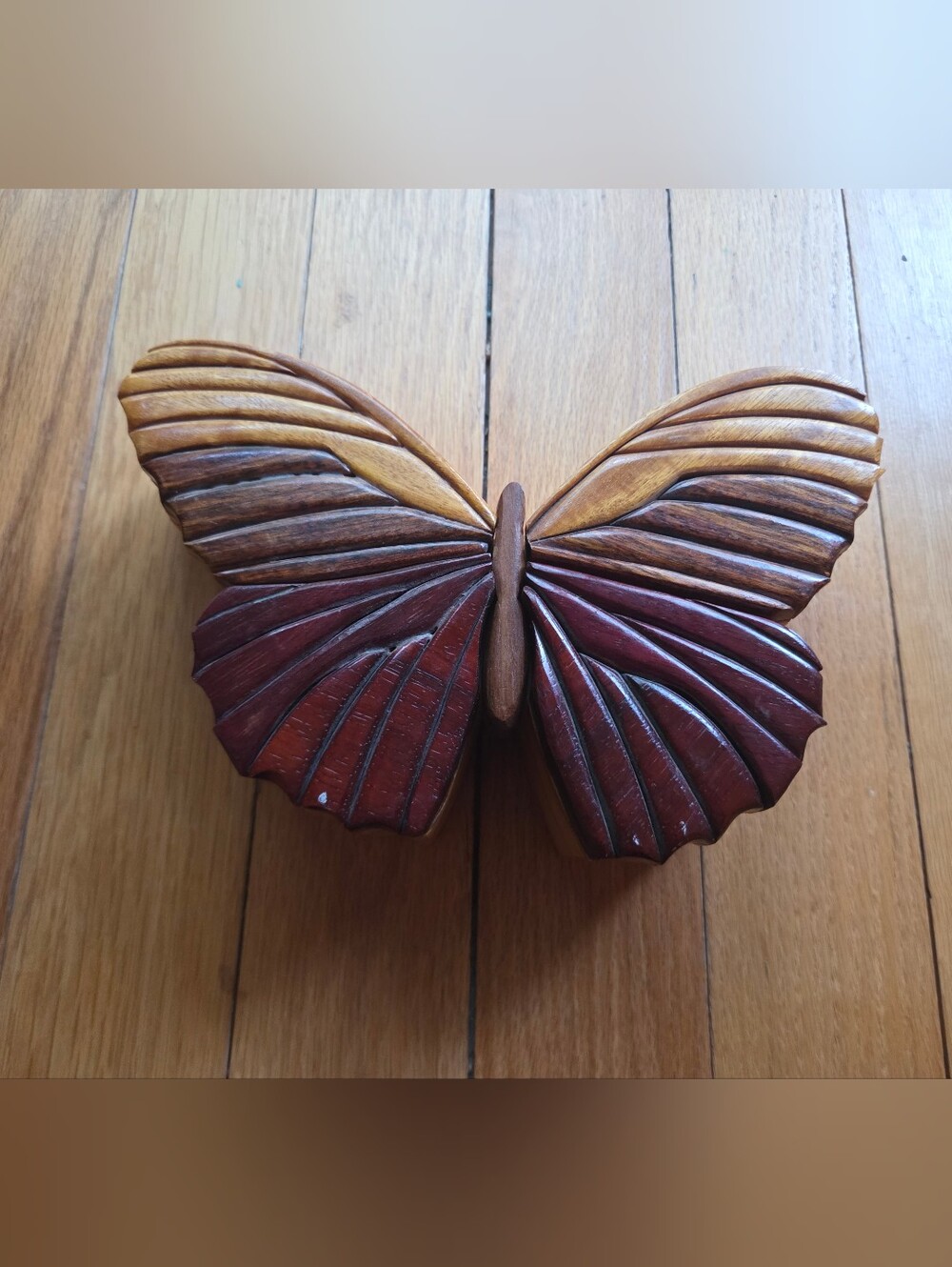 Handcrafted Wooden Butterfly Trinket Box
